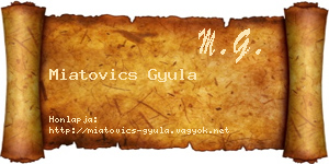 Miatovics Gyula névjegykártya